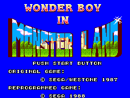 Wonder Boy in Monster Land Title Screen
